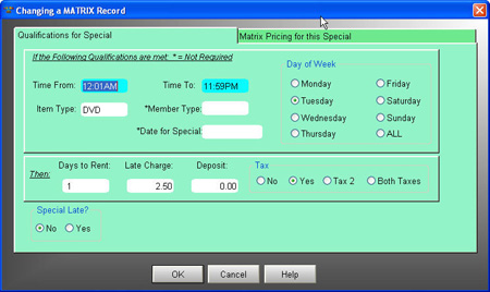 Video Rental Software Matrix